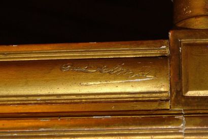 PETITE CHAISE cannée en bois doré richement...