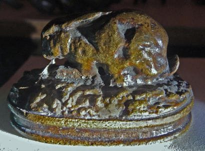 Statuette bronze lapin