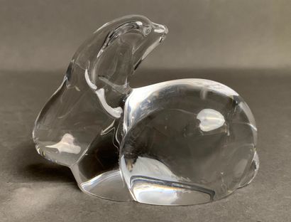 DAUM France Transparent crystal rabbit sculpture,...