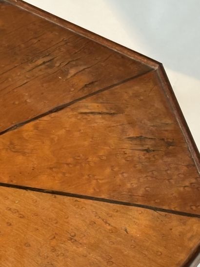 Three-legged pedestal table, octagonal top,...