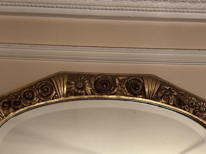 Rectangular cut-edge glass in gilded carved...