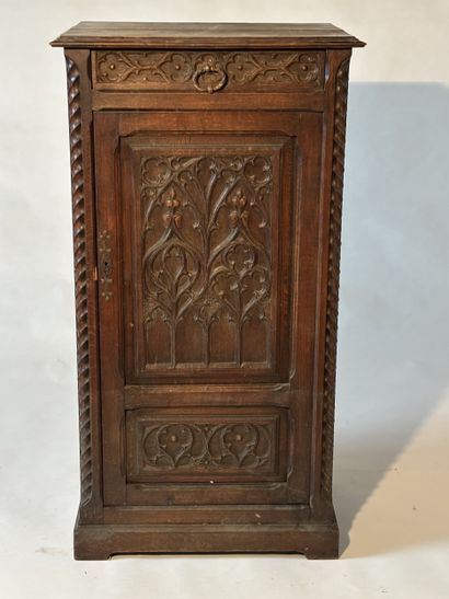 Neo-Gothic one-drawer, one-leaf, natural...