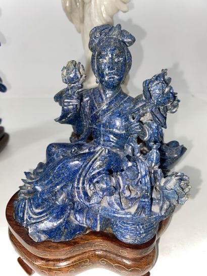 CHINA Set of five statuettes in hard stones...
