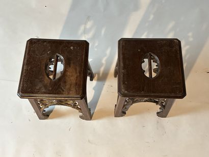 Pair of Ne Gothic-style stools in natural...