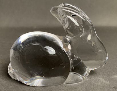 DAUM France Transparent crystal rabbit sculpture,...