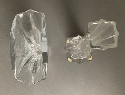 BACCARAT Two crystal soliflor vases, marked...