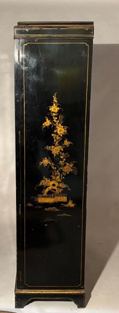 Two-door cabinet in blackened and gilded...