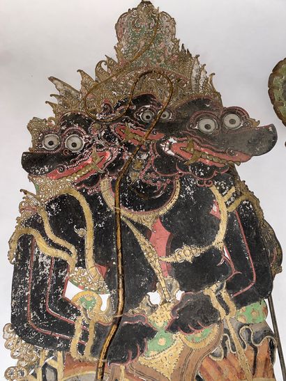JAVA or BALI: Set of polychrome cut parchment...