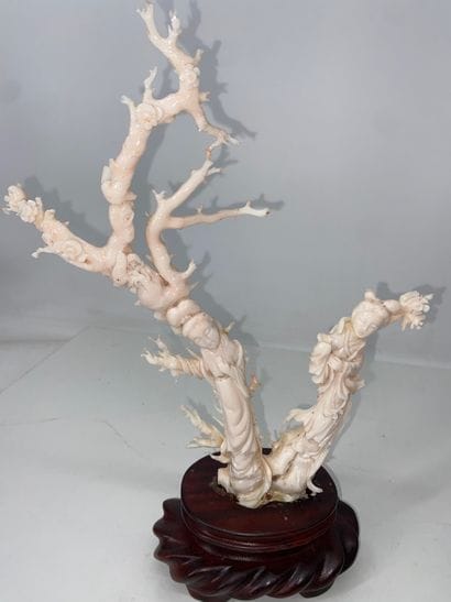 CHINA Coral set, including: - A small orange-red...