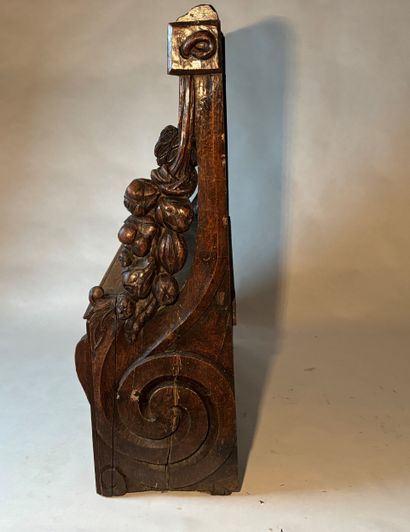 Neo-Gothic style natural wood bench carved...