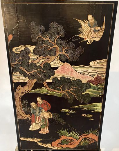 CHINA Rectangular panel in incised Coromandel...