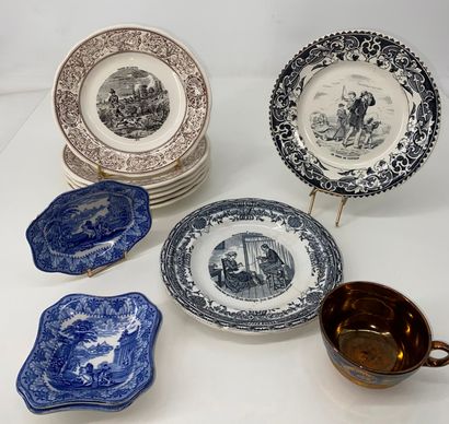 GIEN: Suite of 6 fine earthenware dessert...