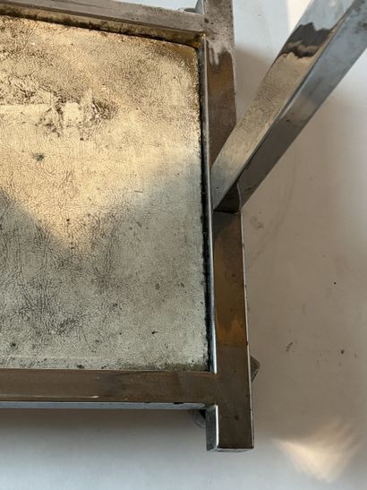 Chromed metal coat rack on casters, modernist...