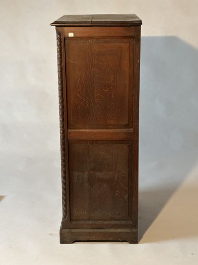 Neo-Gothic one-drawer, one-leaf, natural...