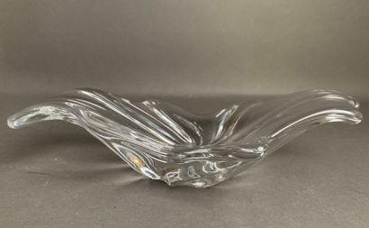BACCARAT Drawn crystal vide-poche, marked...