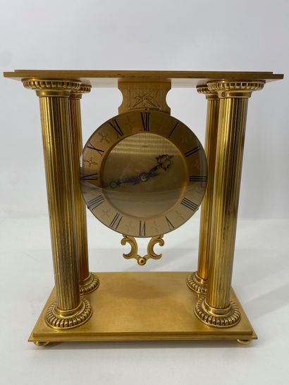 LANCEL Gold-varnished bronze portico clock,...