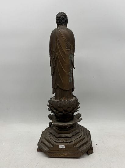 Gilded wood Amida Nyorai Buddha standing...