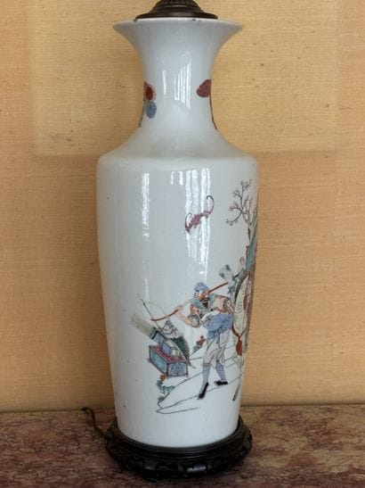 Porcelain baluster vase with polychrome decoration...