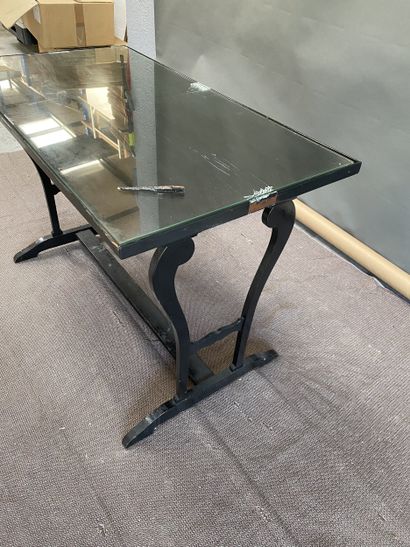 Rectangular side table in black lacquered...