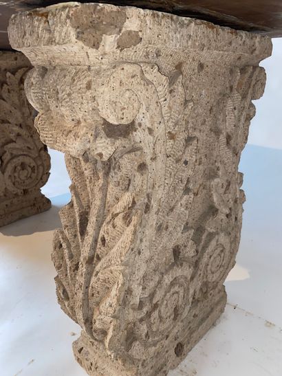 Console table with reconstituted stone base...