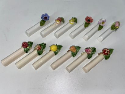 Suite of two sets of 6 ceramic knife-holders...
