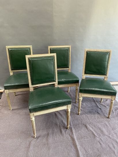 Suite of six flat-back Queen's chairs in...