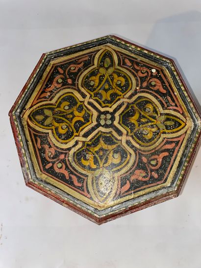 Octagonal tea table in polychrome painted...