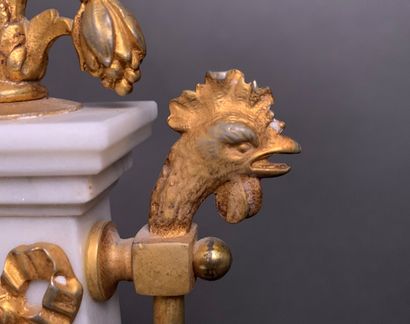 Louis XVI style white marble and bronze lyre...