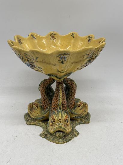Earthenware display bowl with polychrome...