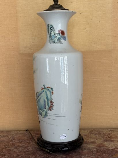 Porcelain baluster vase with polychrome decoration...
