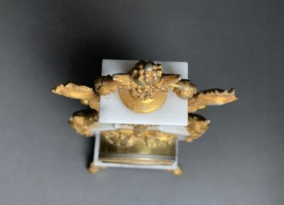 Louis XVI style white marble and bronze lyre...
