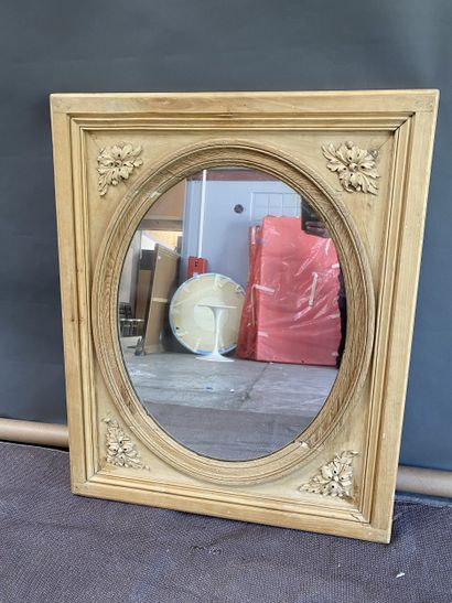 Rectangular mirror in stripped wood, Louis...