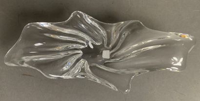 BACCARAT Drawn crystal vide-poche, marked...