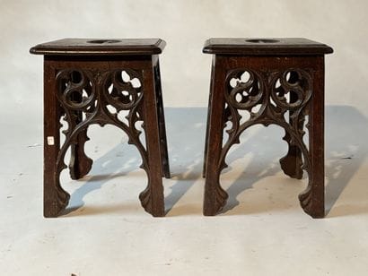 Pair of Ne Gothic-style stools in natural...