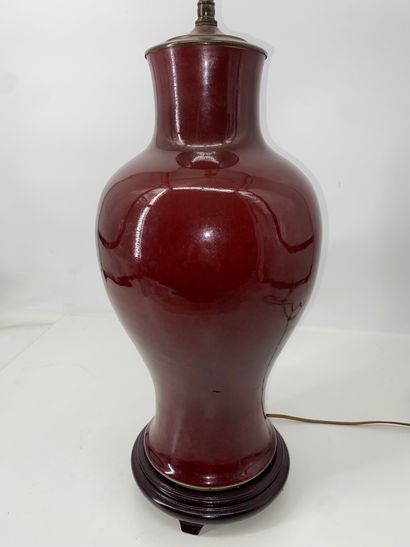 Porcelain baluster vase with oxblood glaze,...