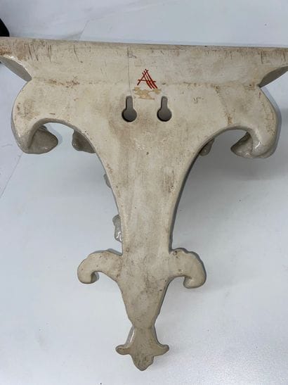 Pair of wall brackets in cracked porcelain...