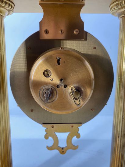 LANCEL Gold-varnished bronze portico clock,...