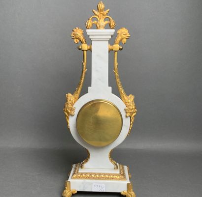 Louis XVI style white marble and bronze lyre...