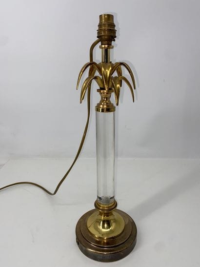 Palm tree lamp in lacquered brass and Plexiglas,...
