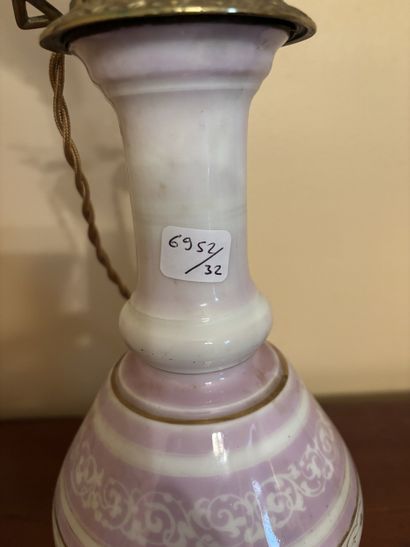 Pair of porcelain oil lamp bases decorated...