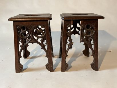 Pair of Ne Gothic-style stools in natural...