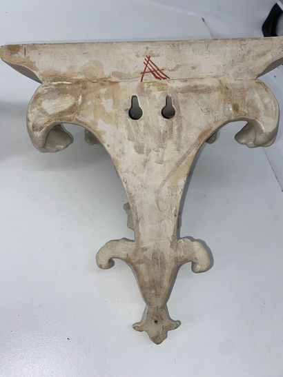Pair of wall brackets in cracked porcelain...