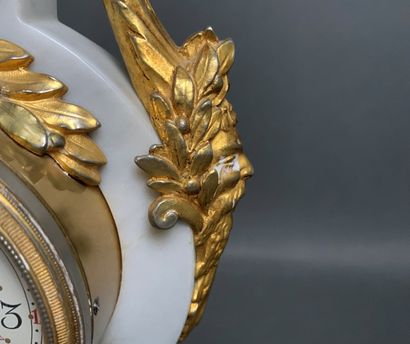 Louis XVI style white marble and bronze lyre...