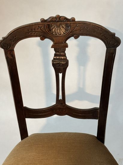 Lot: - Pair of natural wood chairs with openwork...