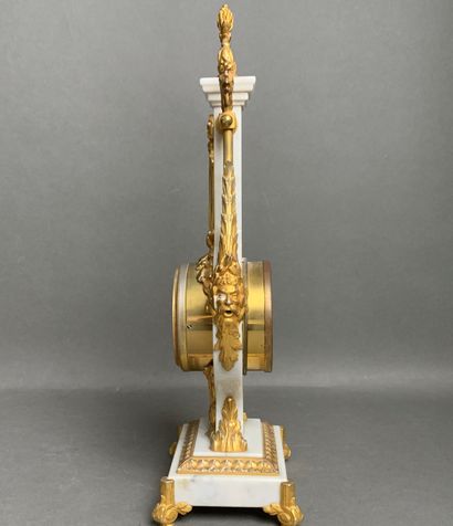 Louis XVI style white marble and bronze lyre...