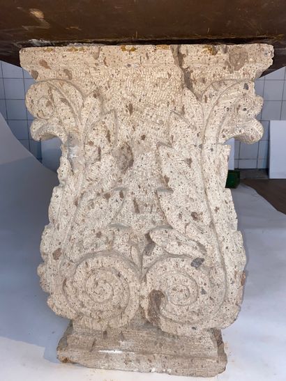 Console table with reconstituted stone base...