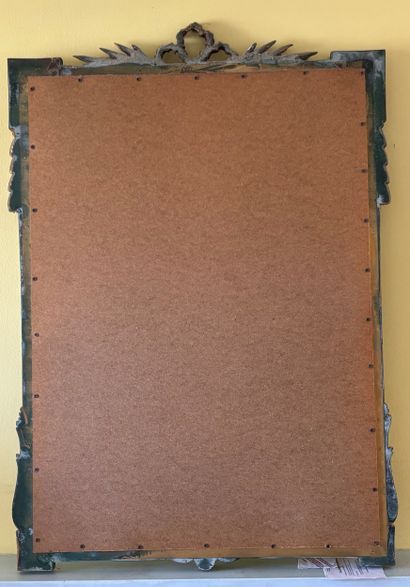 Rectangular glass in stuccoed wood, repainted...