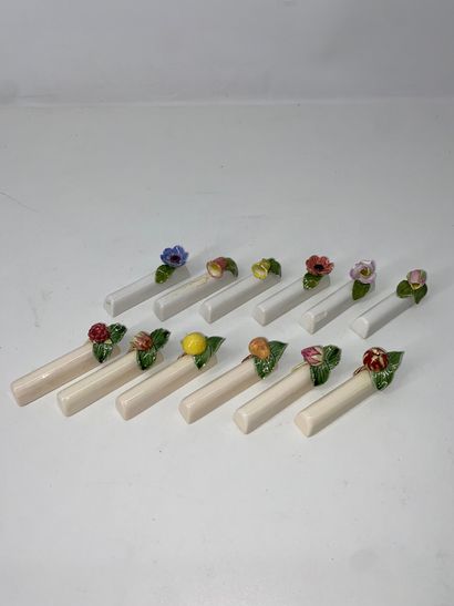 Suite of two sets of 6 ceramic knife-holders...