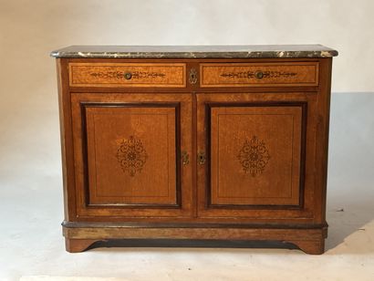 Bedroom furniture in light-stained wood,...