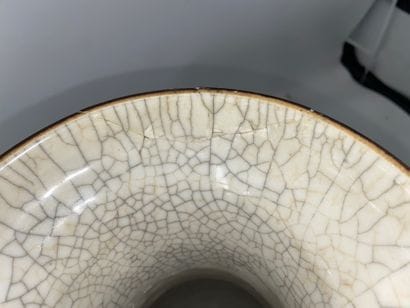 Porcelain baluster vase with cracked base,...